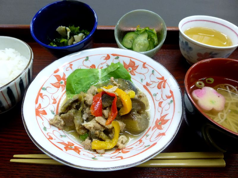 くみのき苑堺北　茄子と牛肉の甘辛味噌炒め　！！…(^_−)−☆