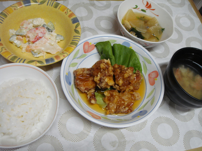 くみのき苑本部　鶏唐揚の甘酢あんかけ